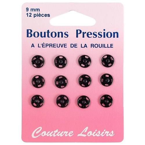 Boutons pression N°9 noirs X12