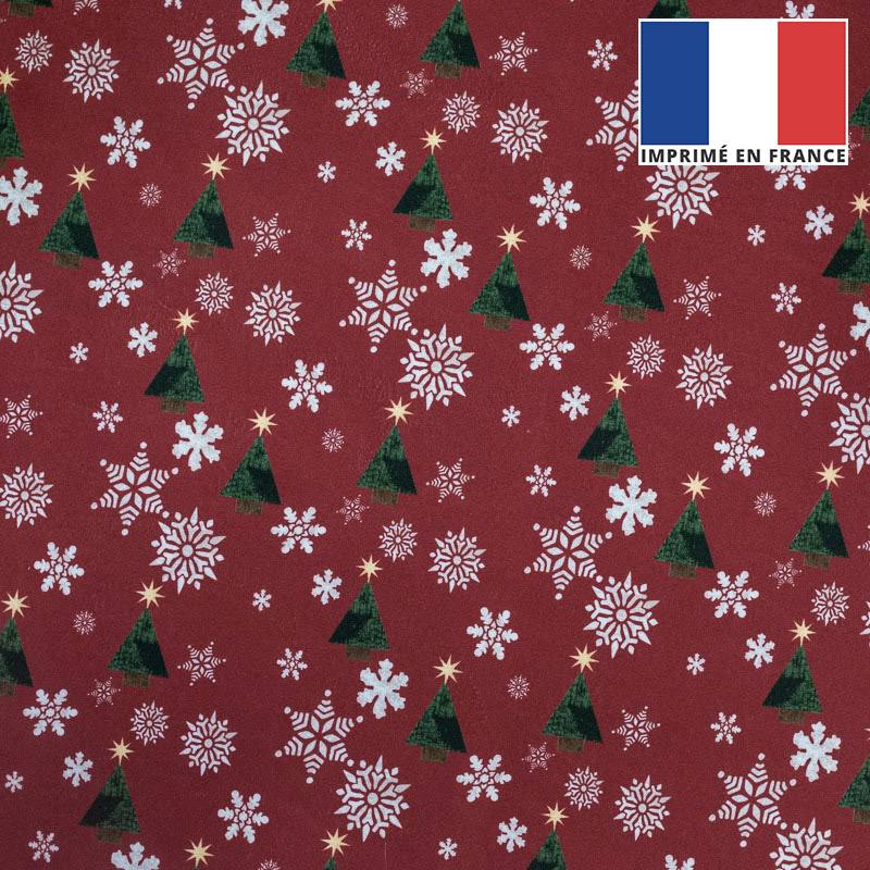 Metallic Gold Flocons de Neige Sur Rouge Joyeux Noël imprimé 100% Coton Tissu 
