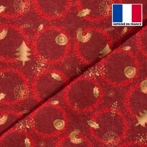 Poly tissu de coton Noël Pain D'épice FETE DE NOEL vert rouge * vente