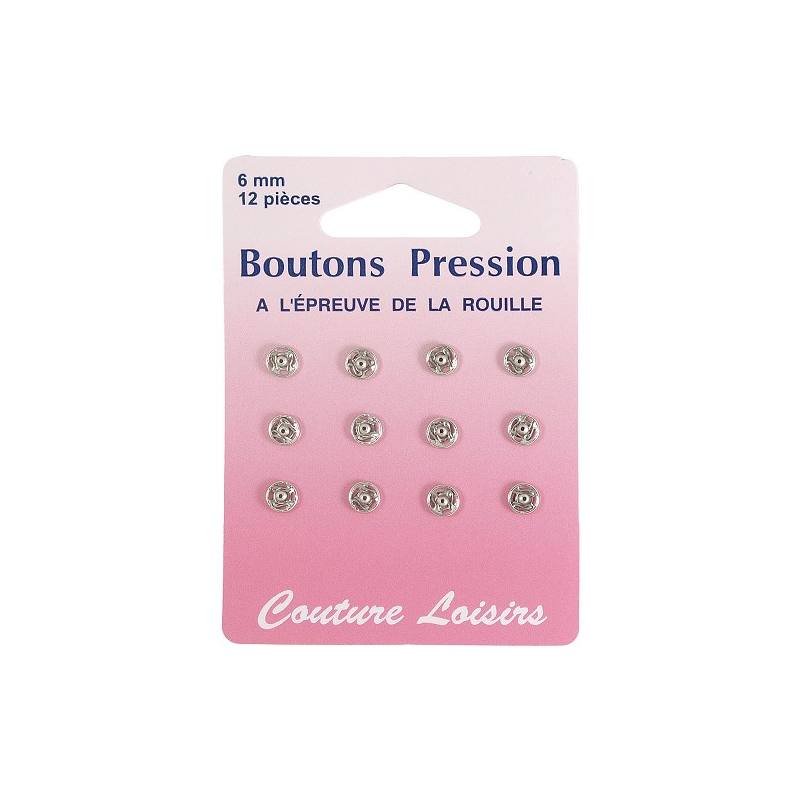 Boutons pression N°6 argent X12