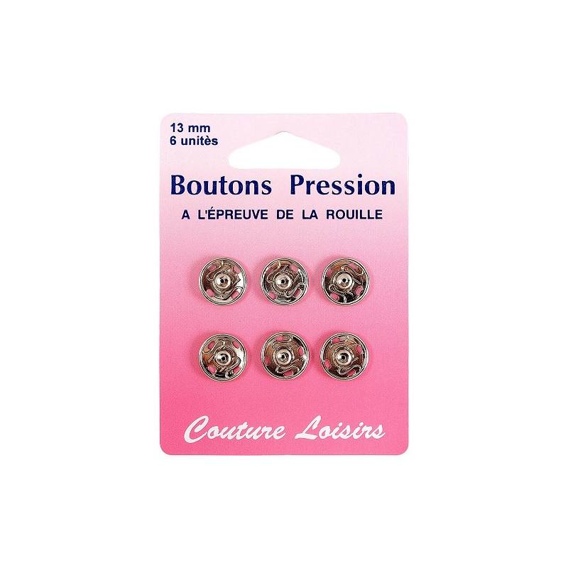 Boutons pression N°13 argent X6