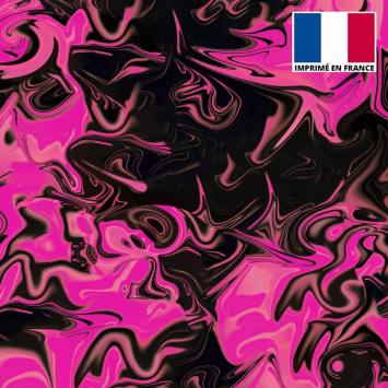 Lycra motif fluide noir et rose