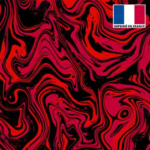 Lycra imprimé fluide art rouge et noir