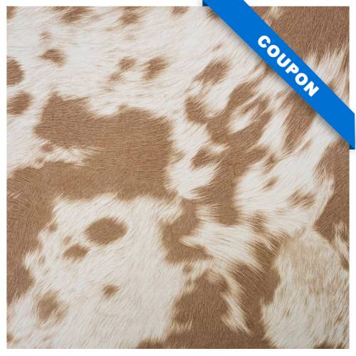 Coupon 50X68cm - Simili imitation peau de vache marron