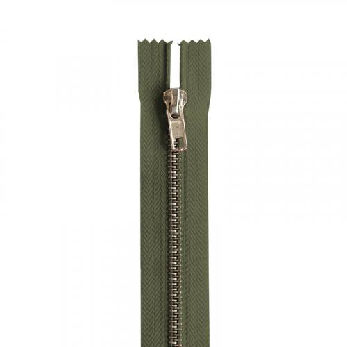 environ 30.48 cm 30 cm Fermer fin Vert Foncé Métallique Argent Dents zip 12 in