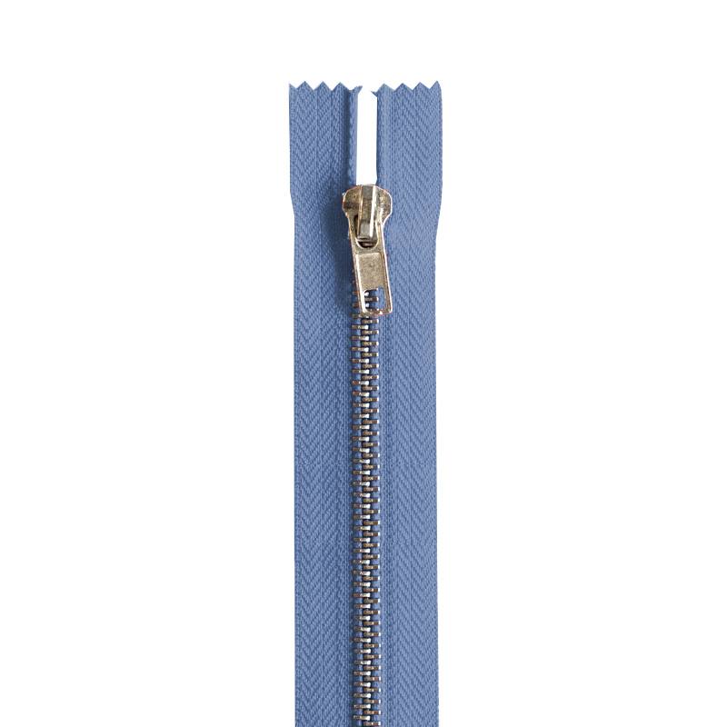 Fermeture bleu jean en métal argent 8 cm col 145