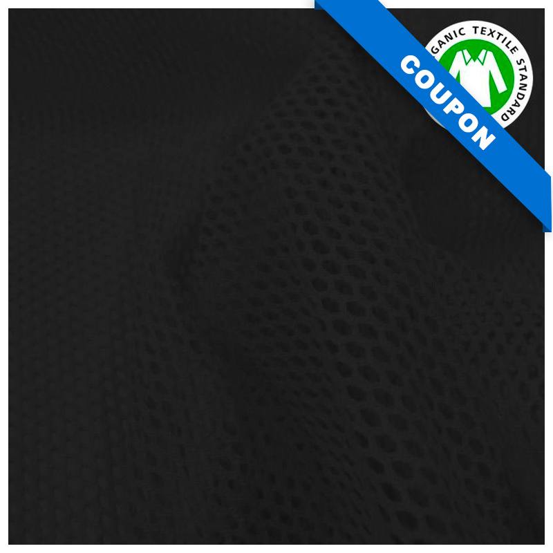 Coupon 85x50 cm - Tissu filet mesh noir coton bio