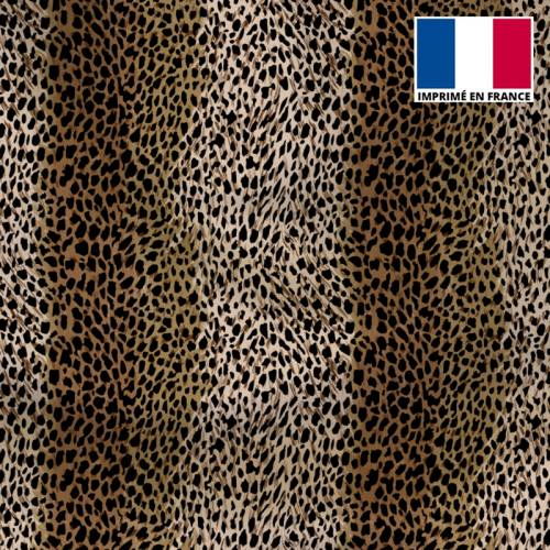 Tissu microfibre dégradée marron motif léopard 