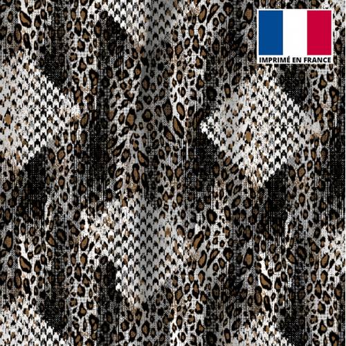 Velours d'habillement léopard motif pied de poule écru