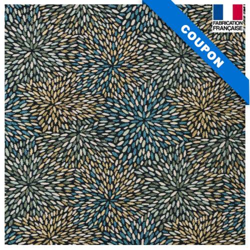Coupon 50x73 cm - Jacquard noir motif étincelle bleue et or