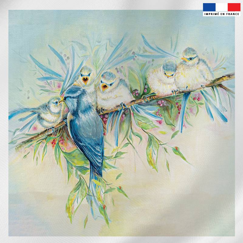 Coupon 45x45 cm motif oiseaux - Création Véronique Baccino