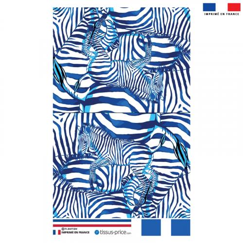 Kit pochette blanc motif zèbre bleu - Création Lou Picault
