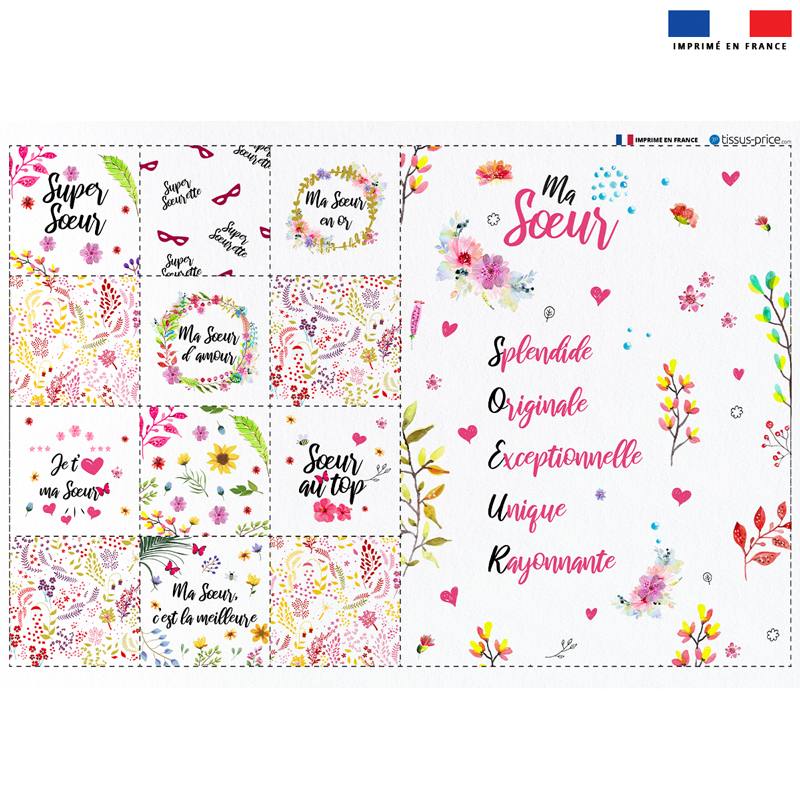 Coupon lingettes lavables + essuie-main motif Soeur flowers