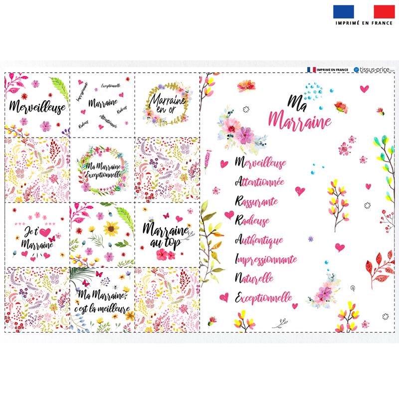Coupon lingettes lavables + essuie-main motif Marraine flowers