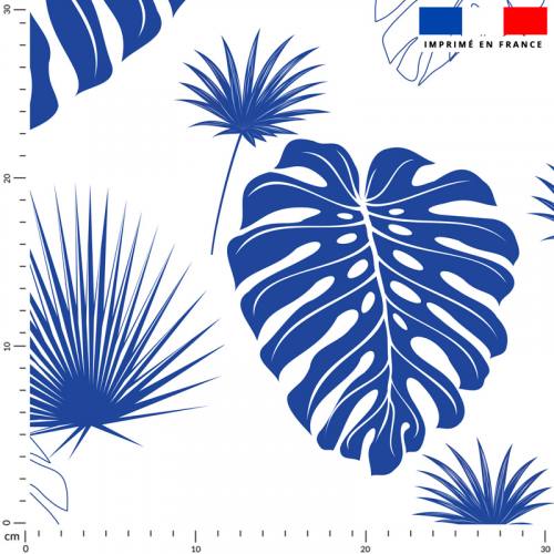 Feuille de palmier bleu majorelle - Fond écru