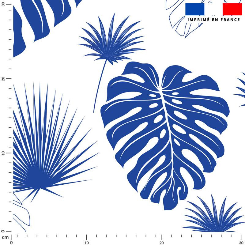 Feuille de palmier bleu majorelle - Fond écru