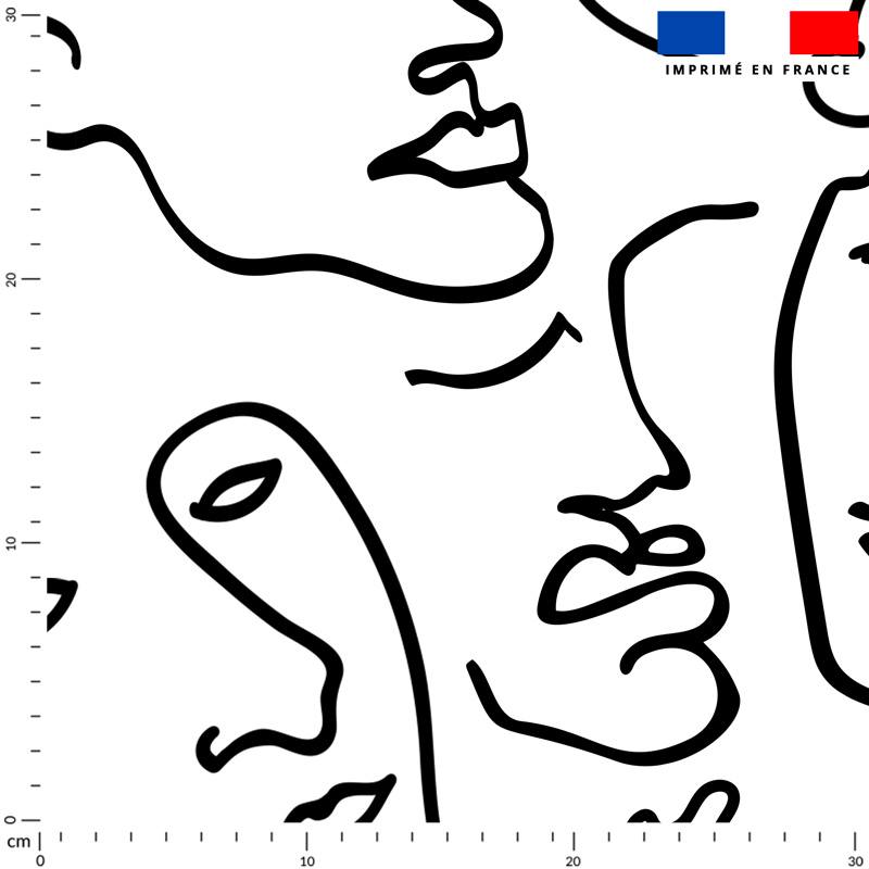 Dessin Visage Au Trait Continu Fond Ecru Tissus Price