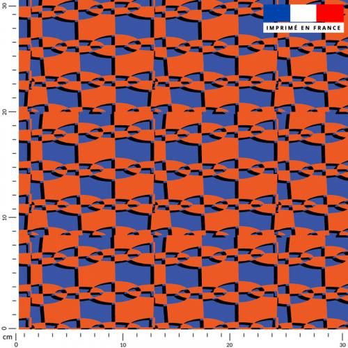 Geométric seventies bleu - Fond orange