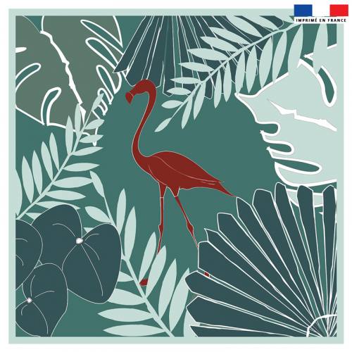 Coupon 45x45 cm bleu motif flamingo exotique - Création Marie-Eva