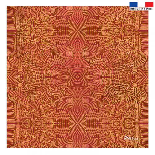 Coupon 45x45 cm rouge motif formes jaunes abstraites - Création Lita Blanc