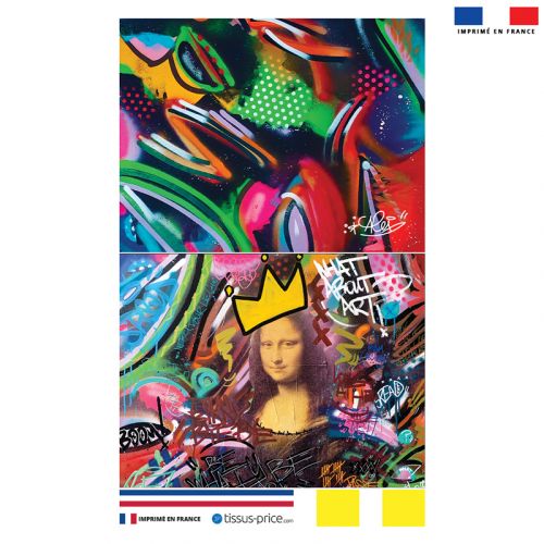 Kit pochette multicolore motif graffiti portrait - Création Alex Z