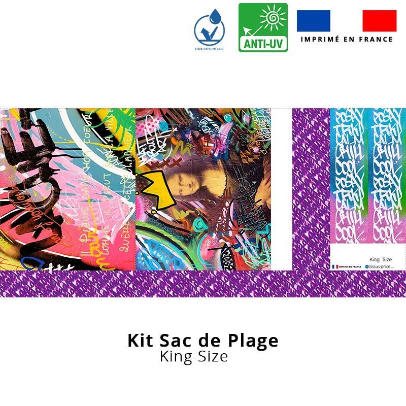 Kit Sac De Plage Impermeable Motif Graffiti Portrait X Love King Size Creation Alex Z Tissus Price