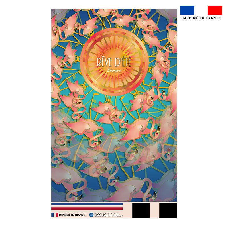 Kit pochette bleu motif flamant rêve d'été - Création Lita Blanc