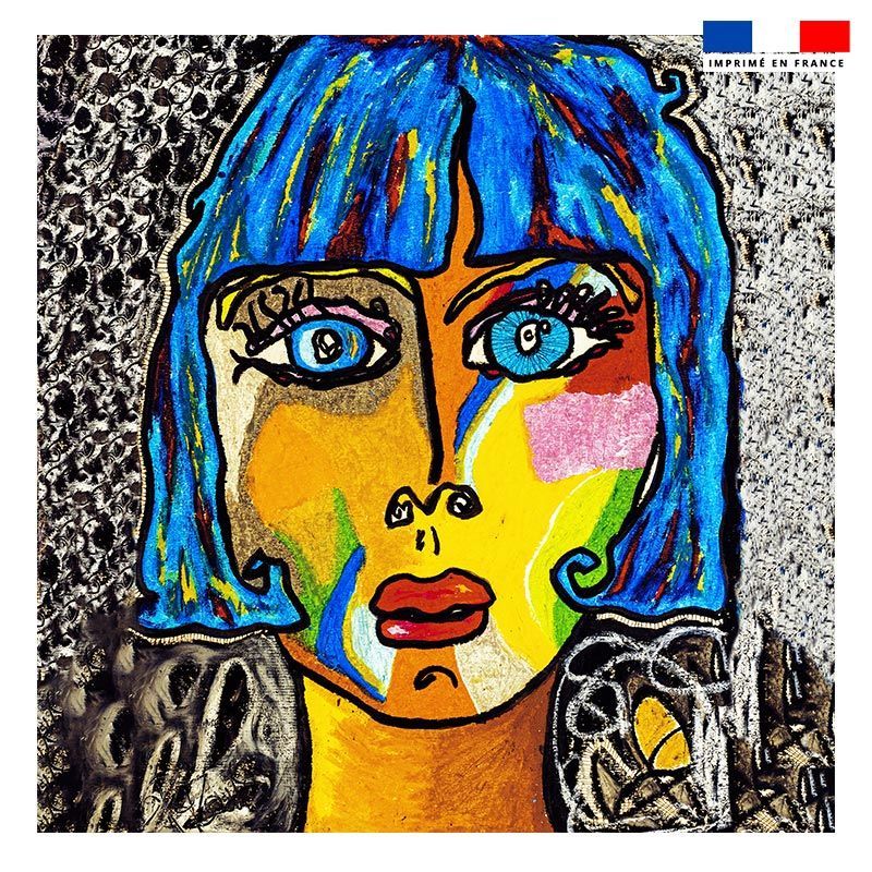 Coupon 45x45 cm motif femme moderne colorée - Création Razowsky