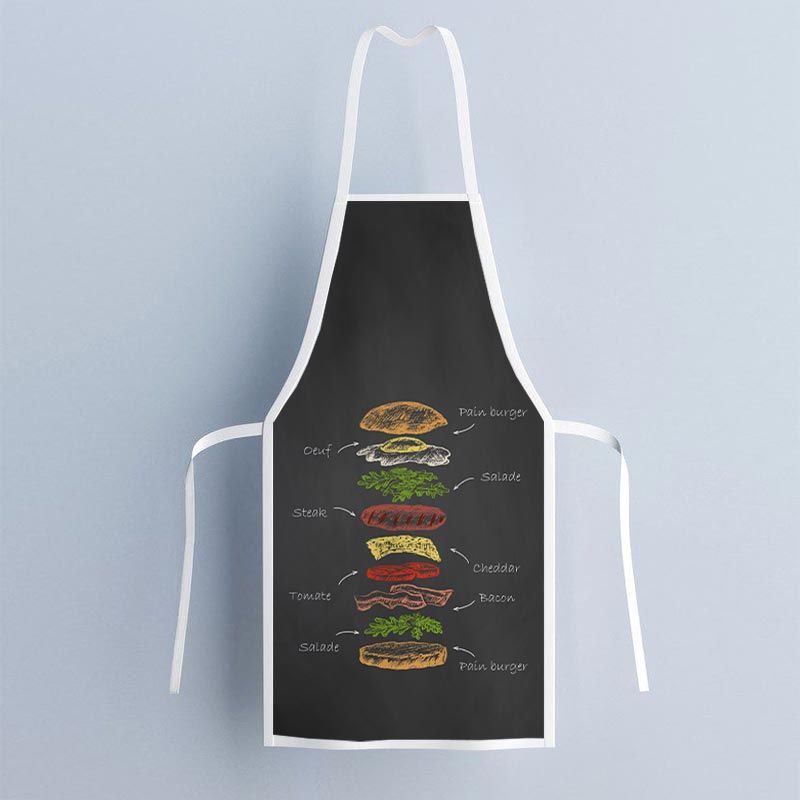 Patron imprimé sur canvas pour tablier motif burger