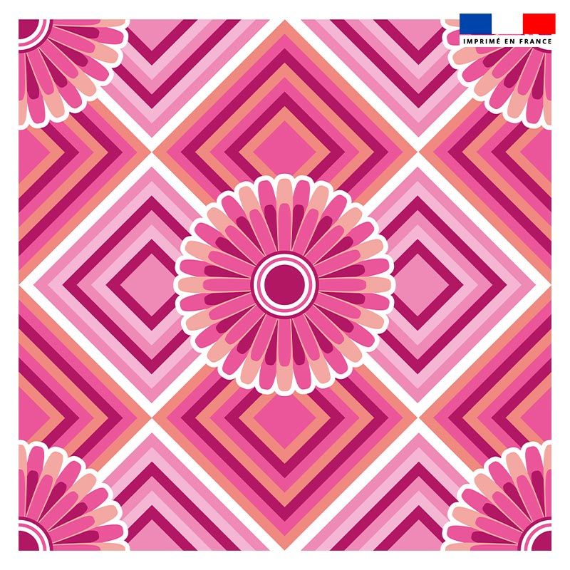 Coupon 45x45 cm motif rosace rose - Création Lita Blanc