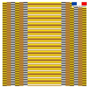 Coupon 45x45 cm motif rayures jaunes - Création Lita Blanc
