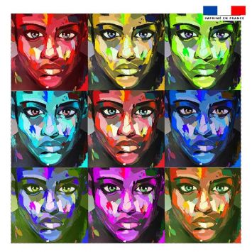 Coupon 45x45 cm motif patchwork de portraits - Création Lily Tissot