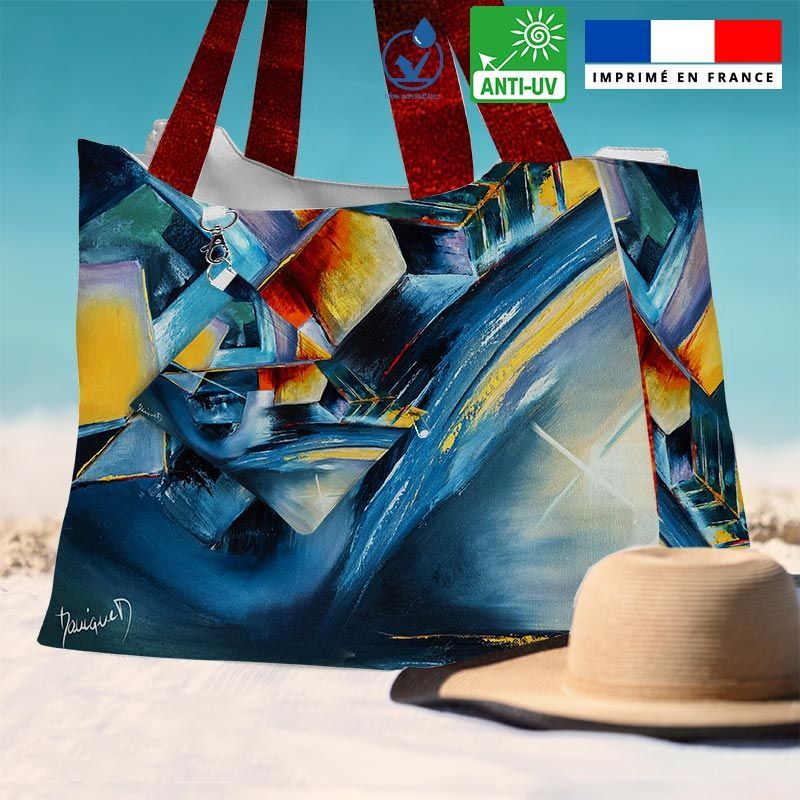 Kit sac de plage imperméable motif profondeur et équilibre - Queen size - Création Monique.D