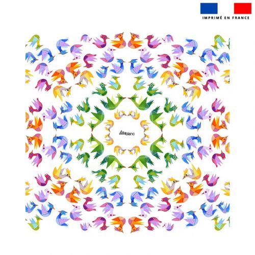 Coupon éponge pour serviette de plage double motif pajaros colores - Création Lita Blanc