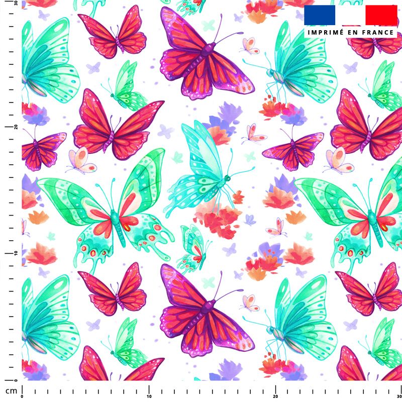 Papillons rouges - Fond blanc - Création Pilar Berrio