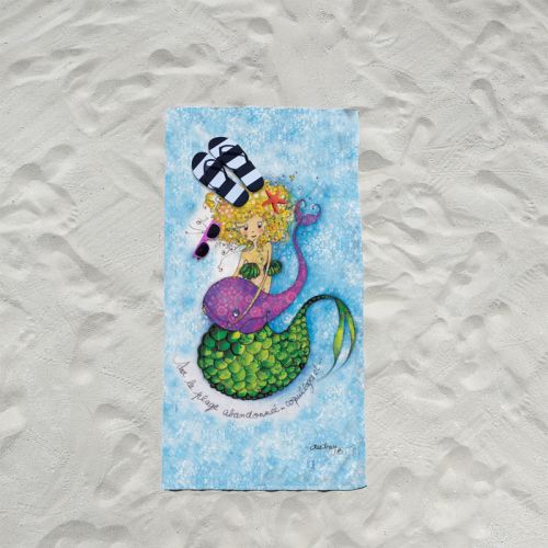 Coupon éponge pour serviette de plage simple motif sirène - Création Audrey Baudo
