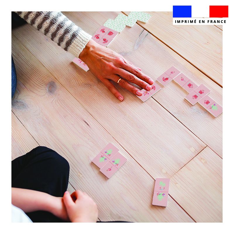 Patron imprimé pour jeu de dominos motif flamant rose