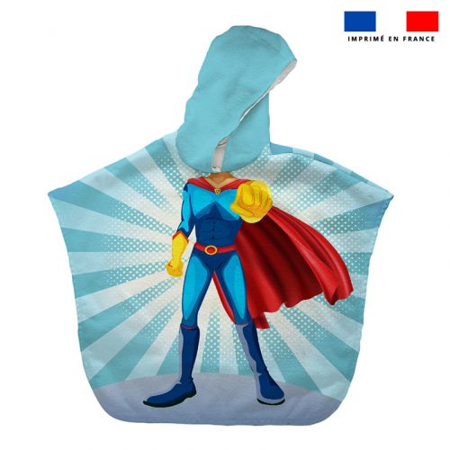 Patron imprimé sur tissu éponge pour poncho de bain motif super-héros