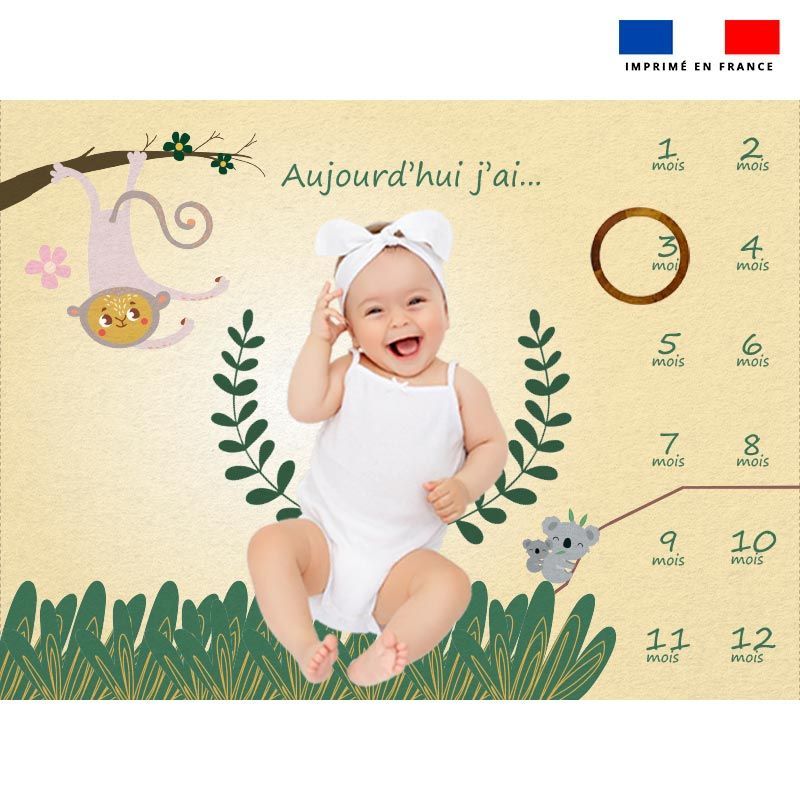 Coupon 100x75 Cm Pour Couverture Mensuelle Bebe Motif Animaux De La Jungle Tissus Price