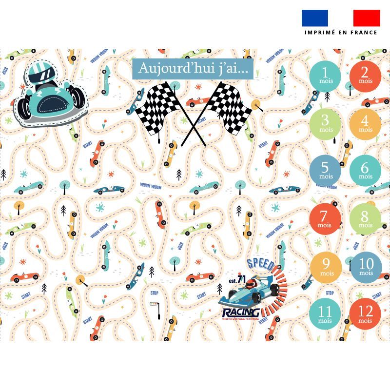 Coupon 100x75 Cm Pour Couverture Mensuelle Bebe Motif Course De Voiture Tissus Price