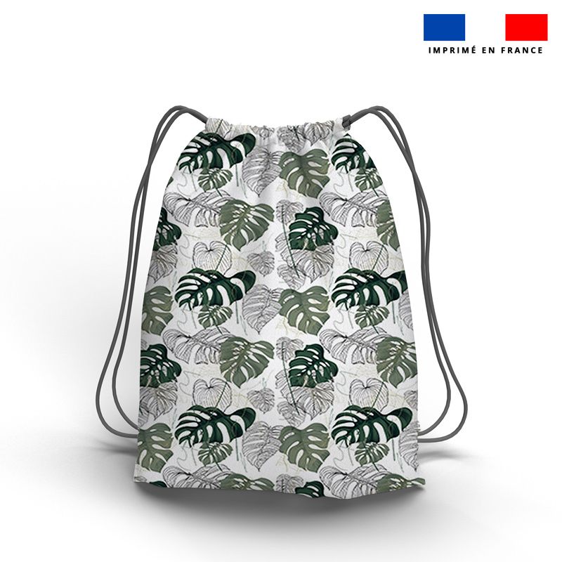 Kit sac à dos coulissant motif jungle vert