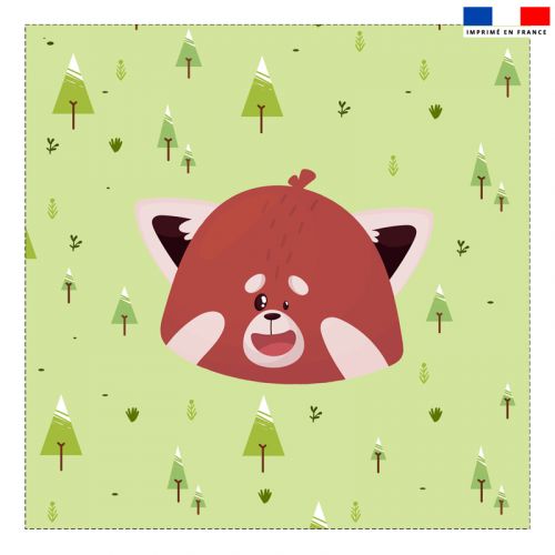 Coupon 45x45 cm motif panda roux vert recto