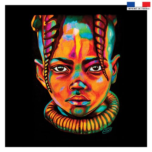 Coupon 45x45 cm motif portrait de femme noir néon - Création Créasan'