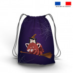 Kit sac à dos coulissant motif panda roux halloween