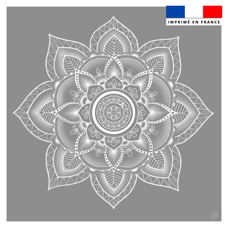 Coupon 45x45 cm motif mandala gris clair - Création Créasan'