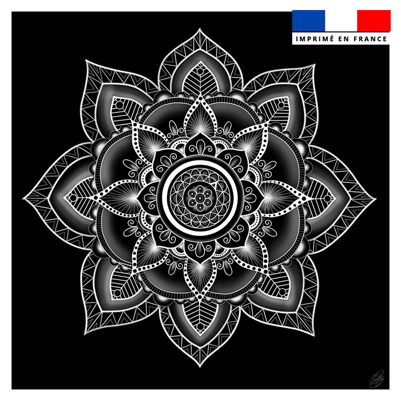 Coupon 45x45 cm motif mandala noir - Création Créasan'