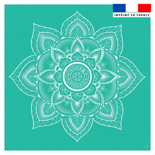 Coupon 45x45 cm motif mandala turquoise - Création Créasan'