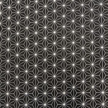 Coton enduit noir motif asanoha casual