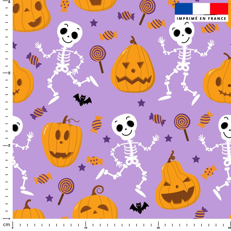 Squelette D Halloween Fond Violet Tissus Price