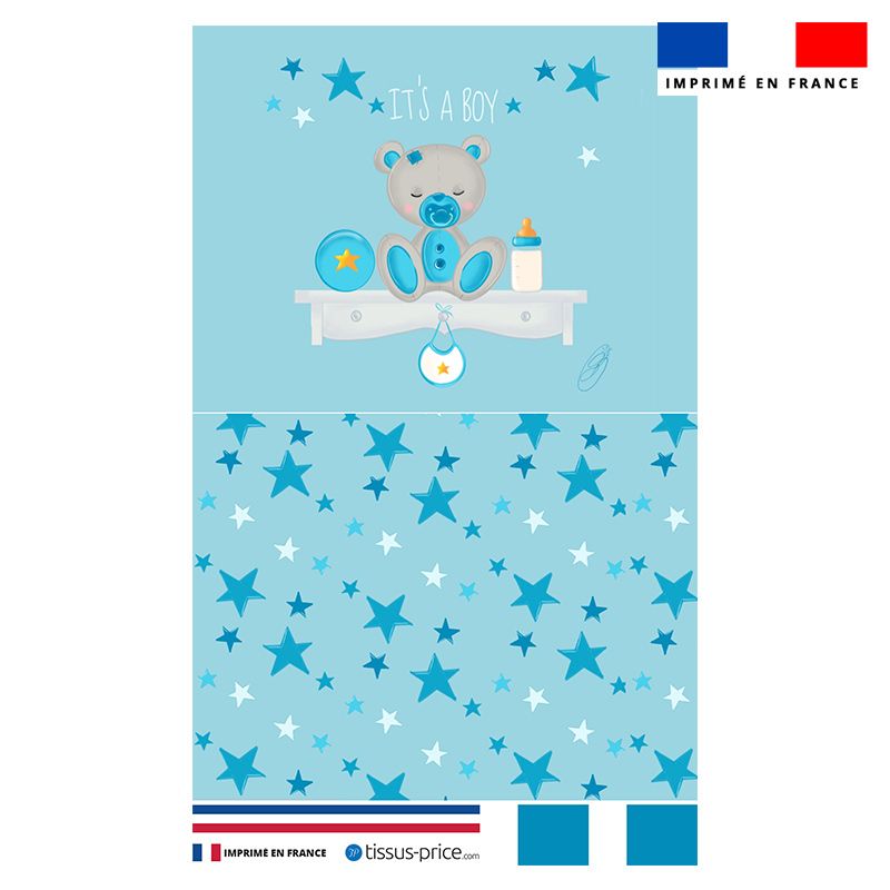 Kit pochette bleu motif baby boy - Création Créasan'